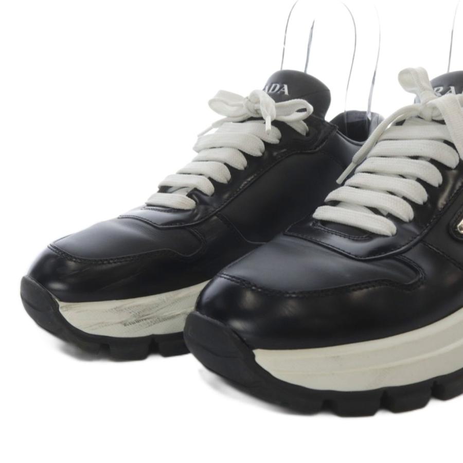 プラダ PRADA スニーカー ローカット プラットフォーム 厚底 トライアングルプレート レザー 39 ブラック 1E804M YO35 レディース PRADA プラダRe-Nylon xブラッシュドレザー スニーカー - ブラック 要在庫確認 - 5
