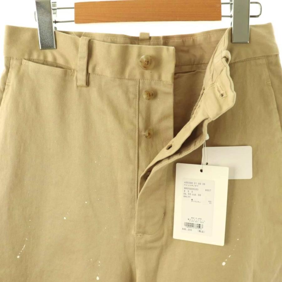 美品 BRILL ブリル 2025 ペイントチノパンツ 36 カーキ 未使用品 ブリル BRILL 25SS ペイントチノパンツ ワイド ボタンフライ
