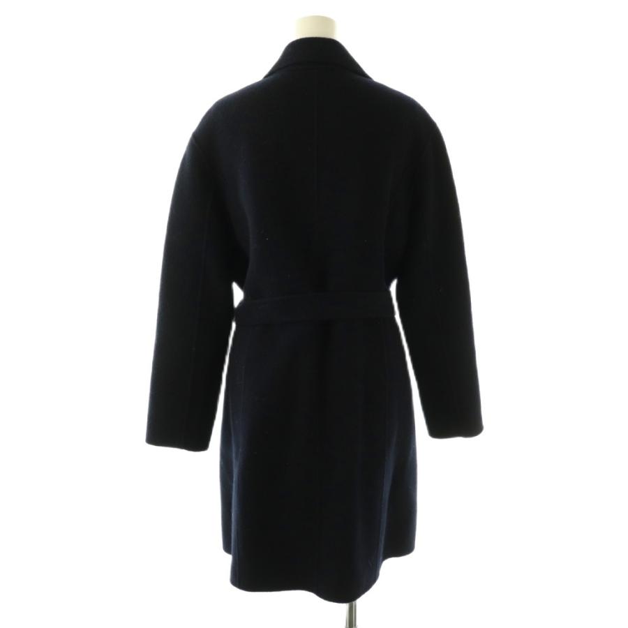 ハナエモリ HANAE MORI ウール チェスターコート ベルト付き 38 ダーク 