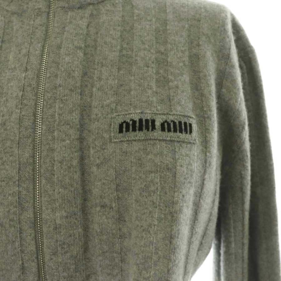 ミュウミュウ miumiu 25AW MMF01A クロップド ウールxカシミア カーディガン ニット 長袖 ジップアップ 36 グレー /NR ■OS ■SH レディーの画像
