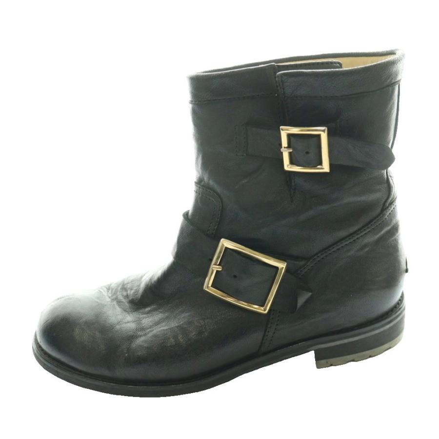 ジミーチュウ JIMMY CHOO エンジニアショートブーツ 37 黒 ブラック 