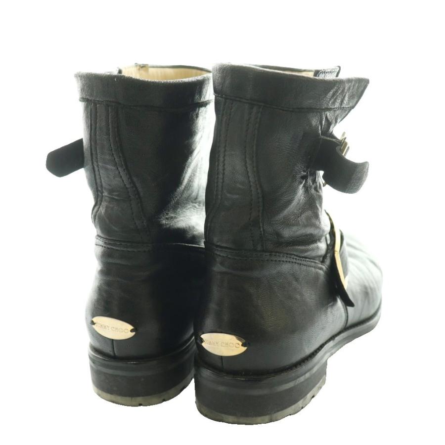 ジミーチュウ JIMMY CHOO エンジニアショートブーツ 37 黒 ブラック 