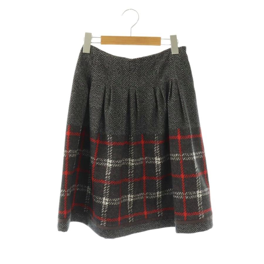 エムズグレイシー M'S GRACY チェック タックスカート M グレー レッド