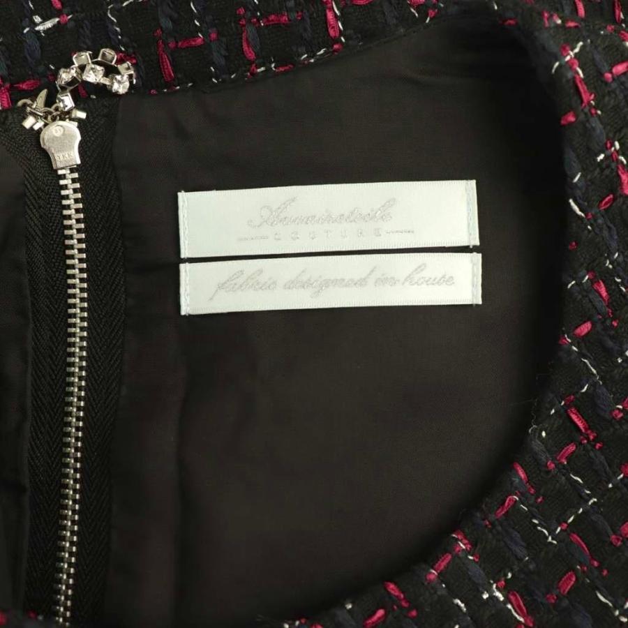 新品　アベニールエトワール ノースリーブ ツイードワンピース 黒 Aライン アベニールエトワール Aveniretoile ツイードワンピース ノースリーブ
