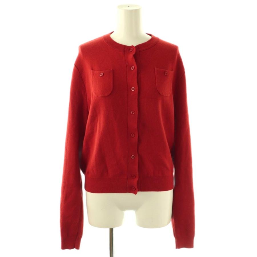 【美品】CABaN 五分袖 カーディガン レッド キャバン CABaN コットンカシミヤ クルーネックカーディガン ニット S