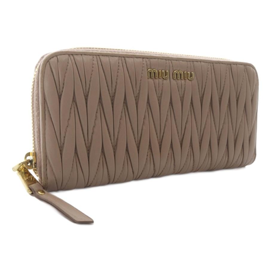 miu miu（ミュウミュウ） マテラッセ ラウンドジップ 長財布 レザー