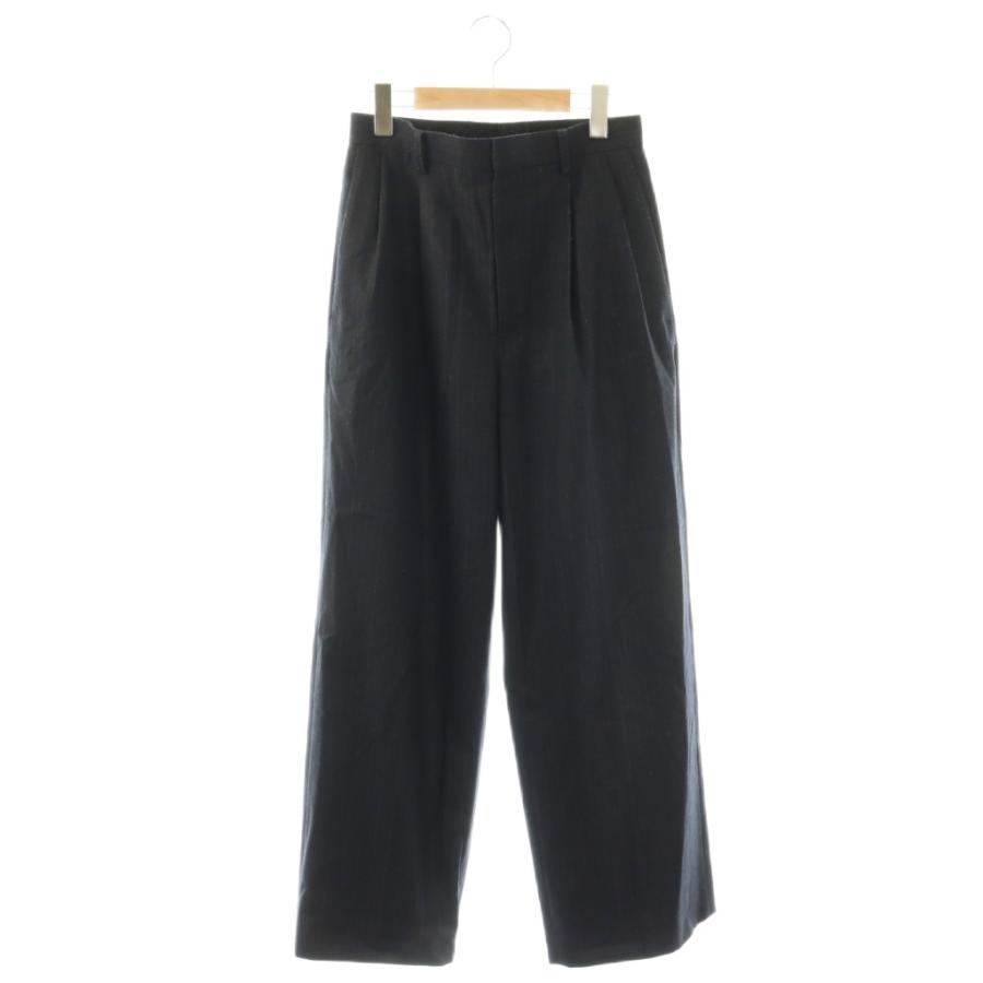 AURALEE ブラック ウールスラックス サイズ5 オーラリー AURALEE Wool Flannel Stripe Slacks ウールフリンネル