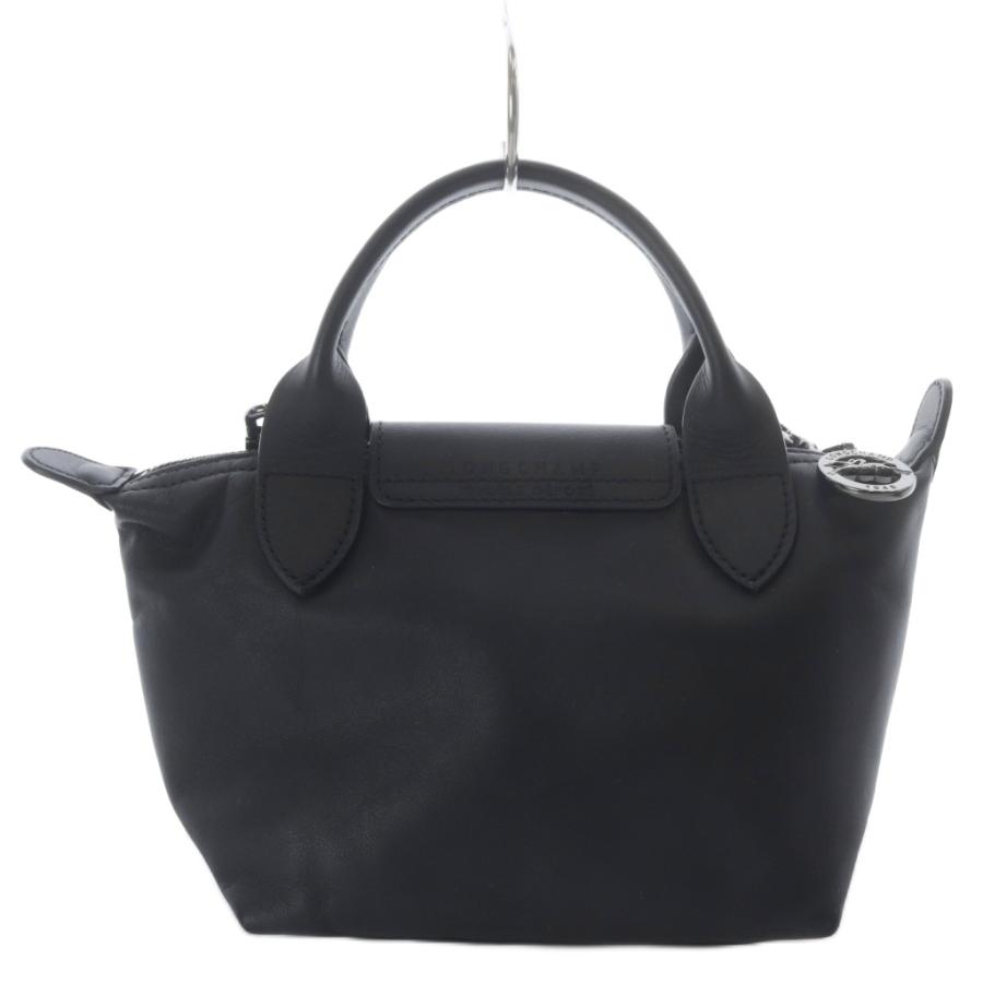LONGCHAMP XS 2WAY ブラックレザーショルダーバッグ LONGCHAMP（ロンシャン） ル プリアージュ エクストラ XS トップ