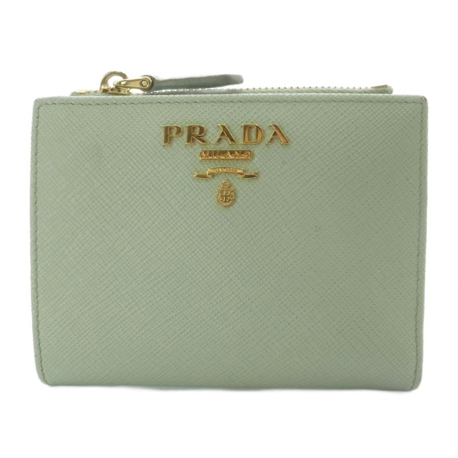 プラダ SAFFIANO TRIANGOLO ミントグリーン 1ML050 PRADA（プラダ） PRADA SAFFIANO TRIANGOLO ウォレット 財布 二つ折り