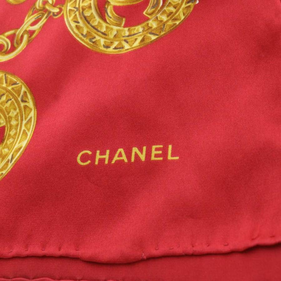 CHANEL（シャネル） ヴィンテージ チェーン柄 シルクスカーフ 赤