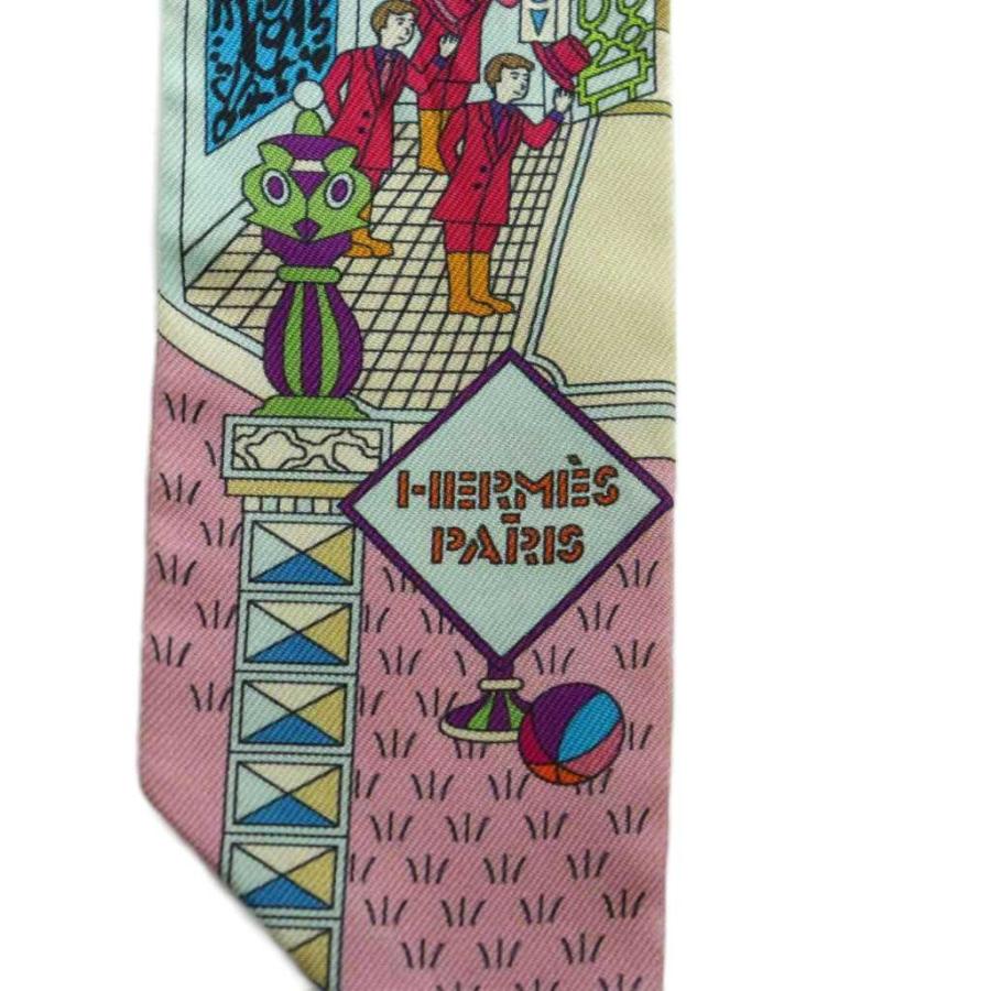 【美品】HERMES エルメス ツイリー メゾンデカレ スカーフ ブルー ピンク HERMES（エルメス） ツイリー メゾン デ カレ maison des carres