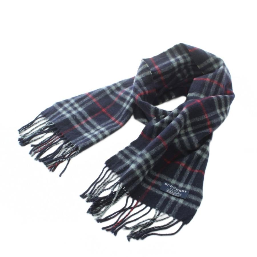 BURBERRY LONDON バーバリーロンドン マフラー カシミア100％ ネイビー×レッド バーバリー ロンドン BURBERRY LONDON マフラー カシミヤ ネイビー 赤