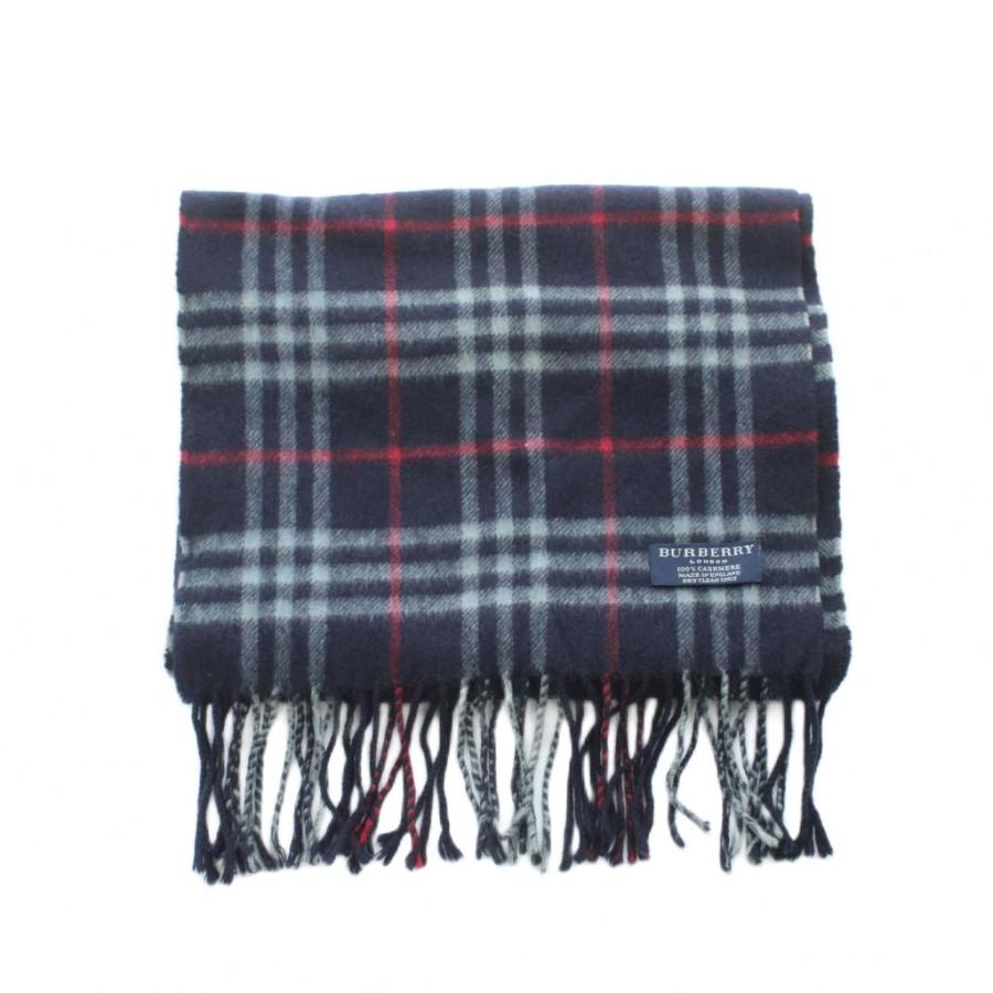 BURBERRY LONDON バーバリーロンドン マフラー カシミア100％ ネイビー×レッド バーバリー ロンドン BURBERRY LONDON マフラー カシミヤ ネイビー 赤