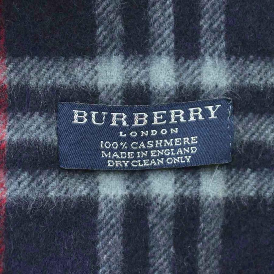 BURBERRY LONDON バーバリーロンドン マフラー カシミア100％ ネイビー×レッド バーバリー ロンドン BURBERRY LONDON マフラー カシミヤ ネイビー 赤