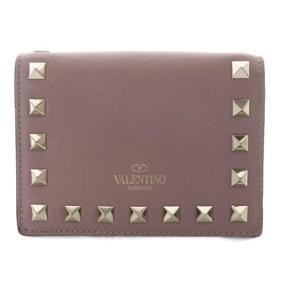 ヴァレンティノ ロックスタッズ コンパクトウォレット 財布 二つ折り ピンク ヴァレンティノ ヴァレンチノ VALENTINO ロックスタッズ コンパクト