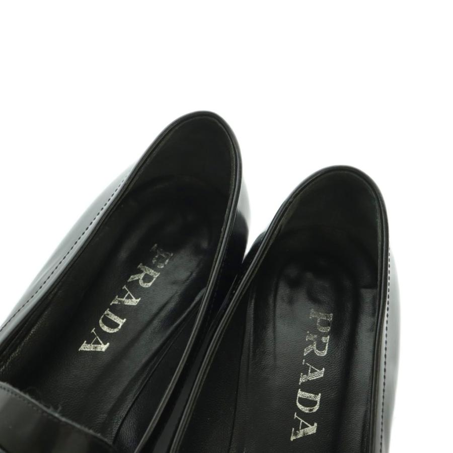 PRADA（プラダ） ロゴプレートローファー スクエアトゥ 36.5 23.5cm 黒