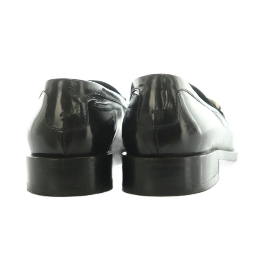PRADA ブラックレザー ローファー プレート ロゴ プラダ スクエアトゥ PRADA（プラダ） ロゴプレートローファー スクエアトゥ 36.5 23.5cm 黒