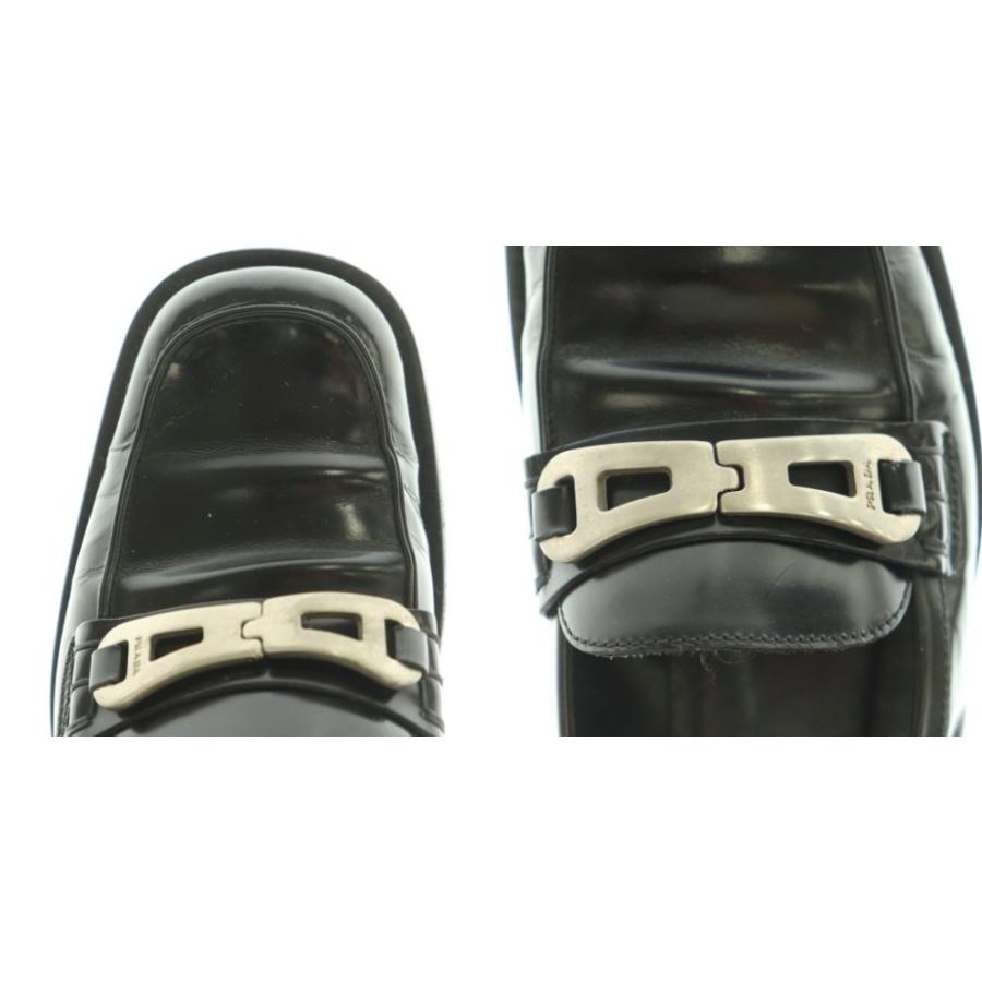 PRADA（プラダ） ロゴプレートローファー スクエアトゥ 36.5 23.5cm 黒