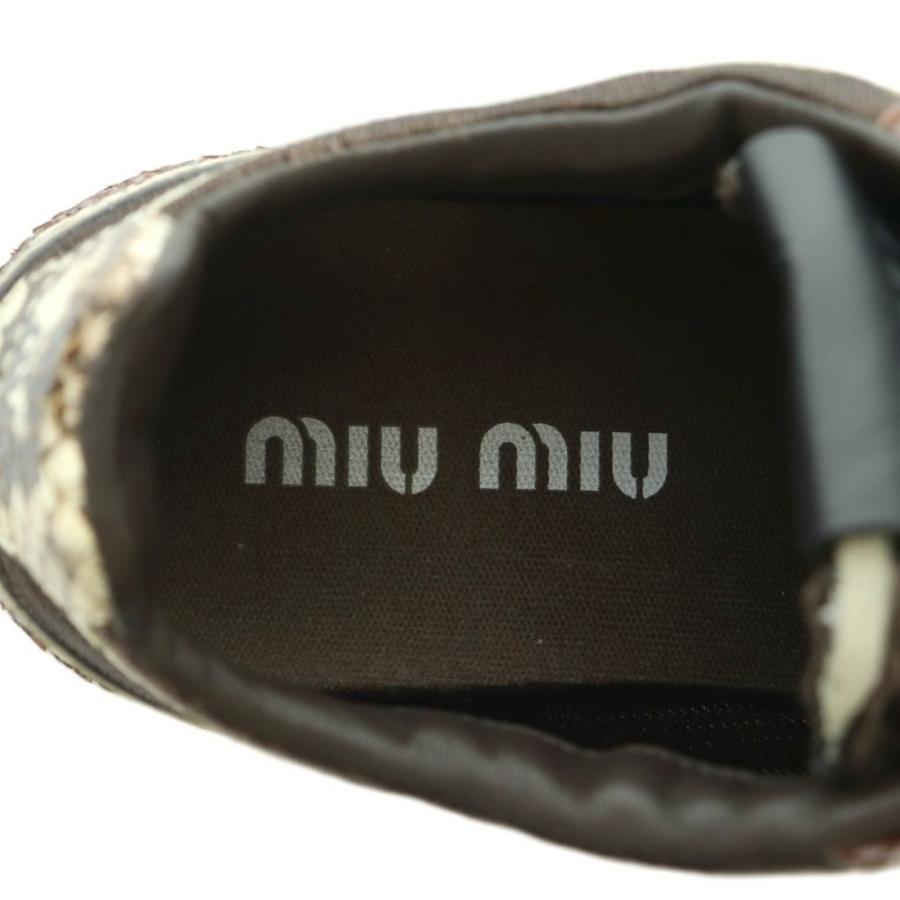ミュウミュウ miumiu ジムナジウム スニーカー シューズ ナイロン ヘビ革 パイソン柄 35 22.0cm 茶 5E428E /MI ■OS レディース_7