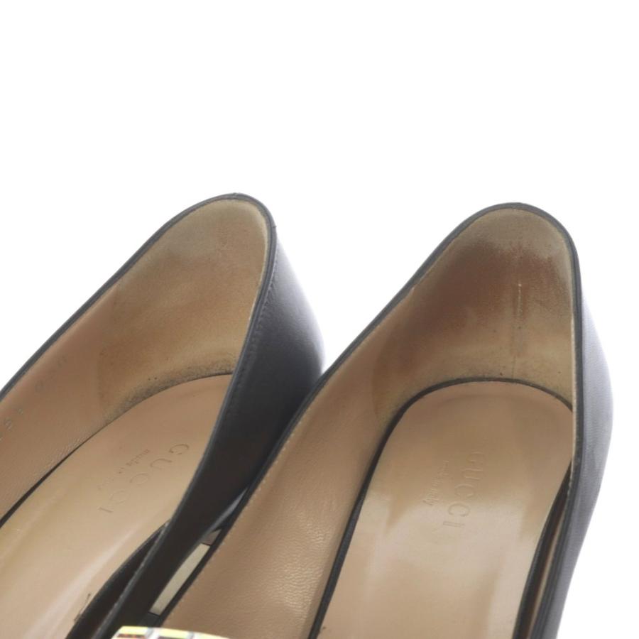 GUCCI（グッチ） ビジュー装飾スクエアトゥパンプス クリスタル Gロゴ