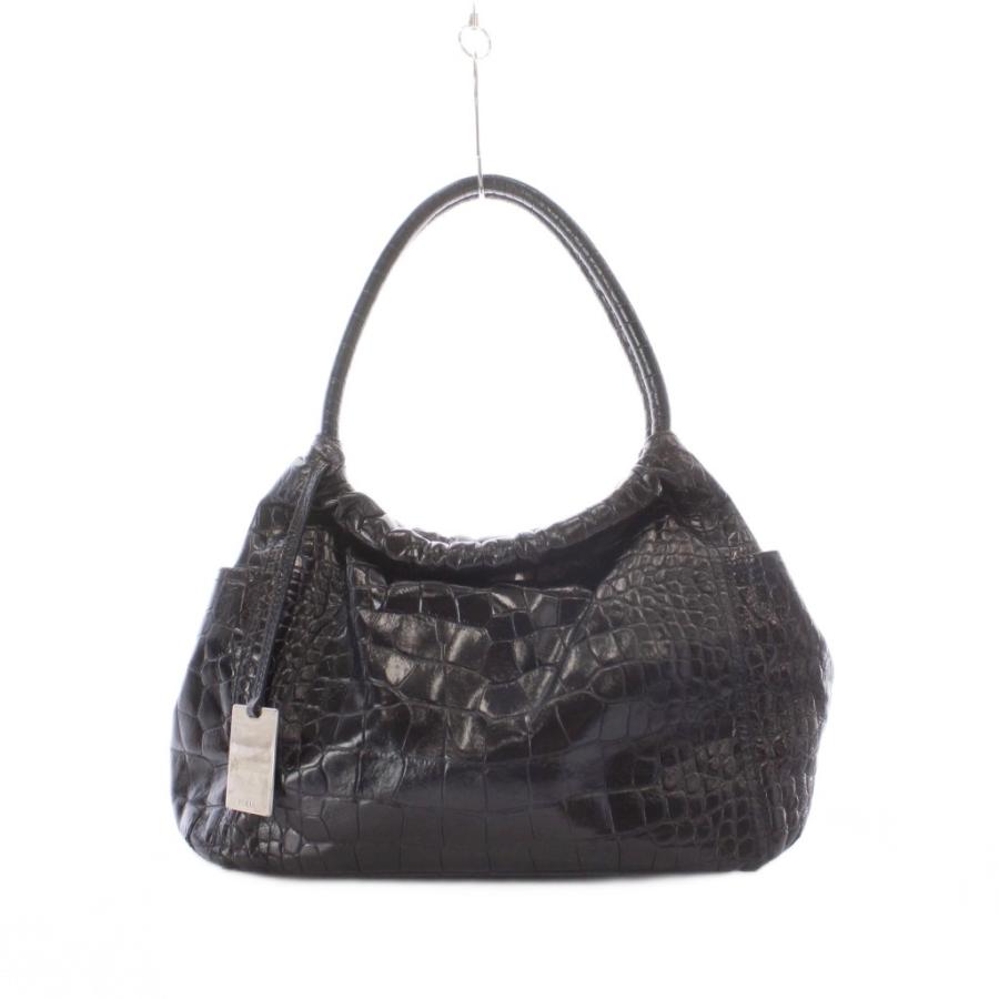 FURLA（フルラ） ショルダーバッグ トートバッグ 黒 ブラック クロコ型 
