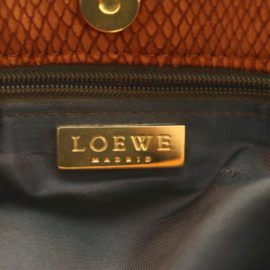 ロエベ vintage ショルダーバッグ レザー リザード型押し 茶 ■OH LOEWE（ロエベ） LOEWE vintage ショルダーバッグ レザー リザード型