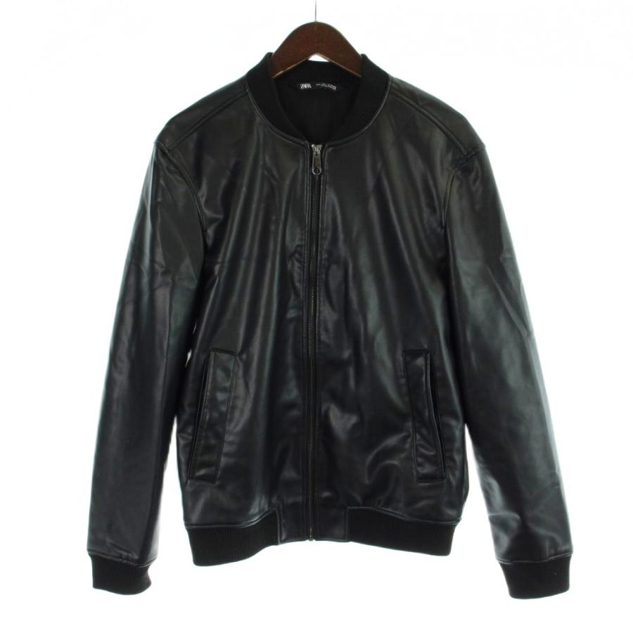 ZARA（ザラ） フェイクレザーボンバージャケット 上着 S 黒 ブラック
