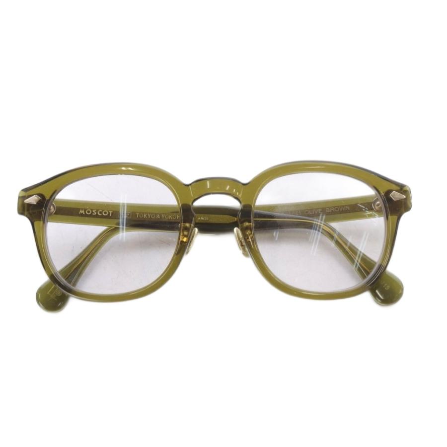 モスコットレムトッシュ 49口24 145 美品 南青山モスコット正規品 モスコット MOSCOT LEMTOSH メガネ 度入り 49□24-145 カーキ 緑