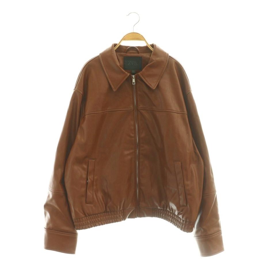 ZARA レザーブルゾン　Lサイズ ZARA（ザラ） フェイクレザーブルゾン ジャケット L ブラウン /DF □OS