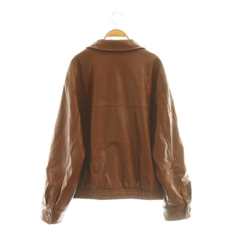 ZARA（ザラ） フェイクレザーブルゾン ジャケット L ブラウン /DF □OS