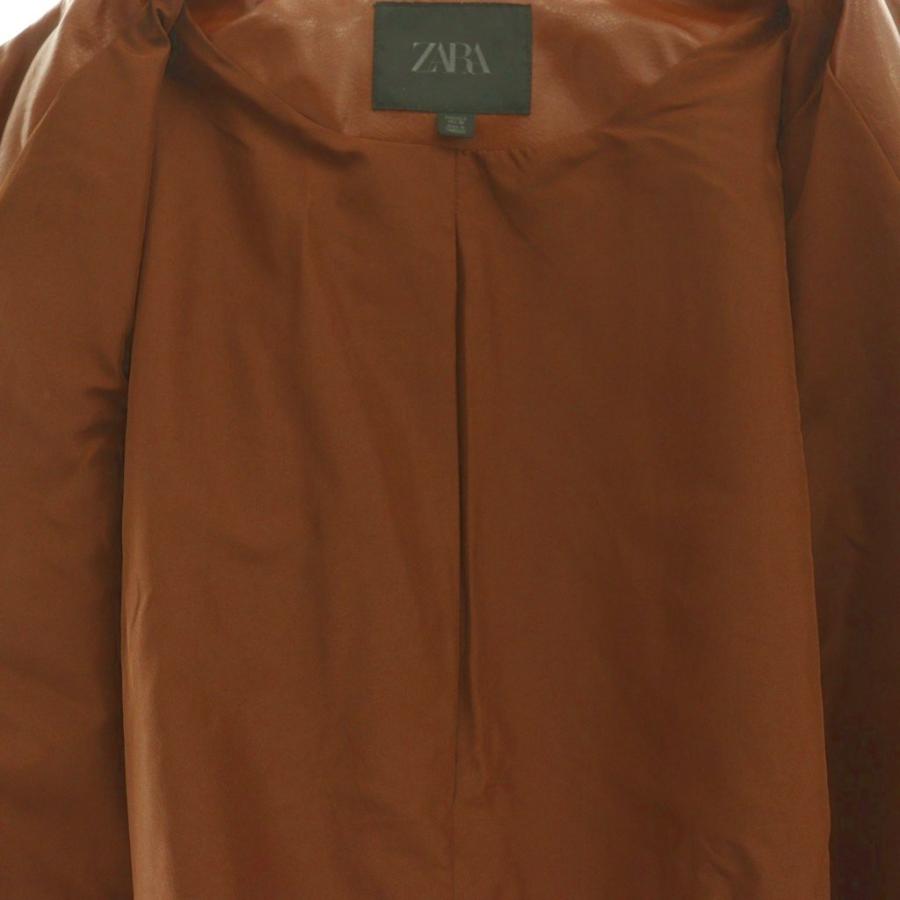 ZARA（ザラ） フェイクレザーブルゾン ジャケット L ブラウン /DF □OS