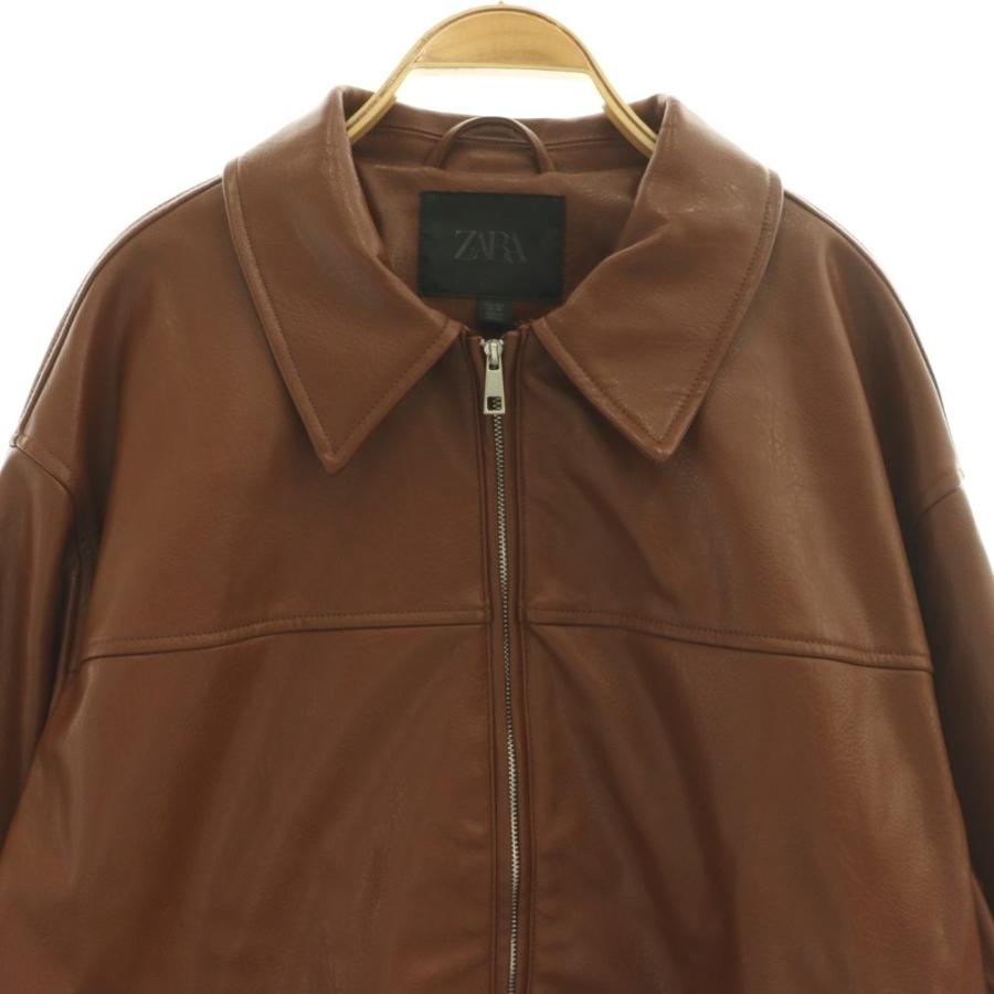 ZARA レザーブルゾン　Lサイズ ZARA（ザラ） フェイクレザーブルゾン ジャケット L ブラウン /DF □OS