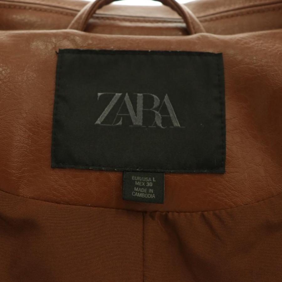 ZARA（ザラ） フェイクレザーブルゾン ジャケット L ブラウン /DF □OS