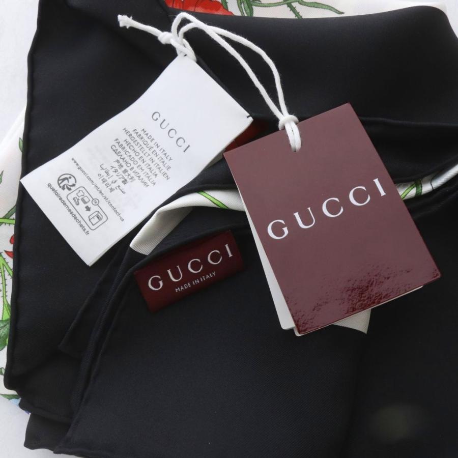 GUCCI（グッチ） フローラ プリント シルクツイル スカーフ ホワイト