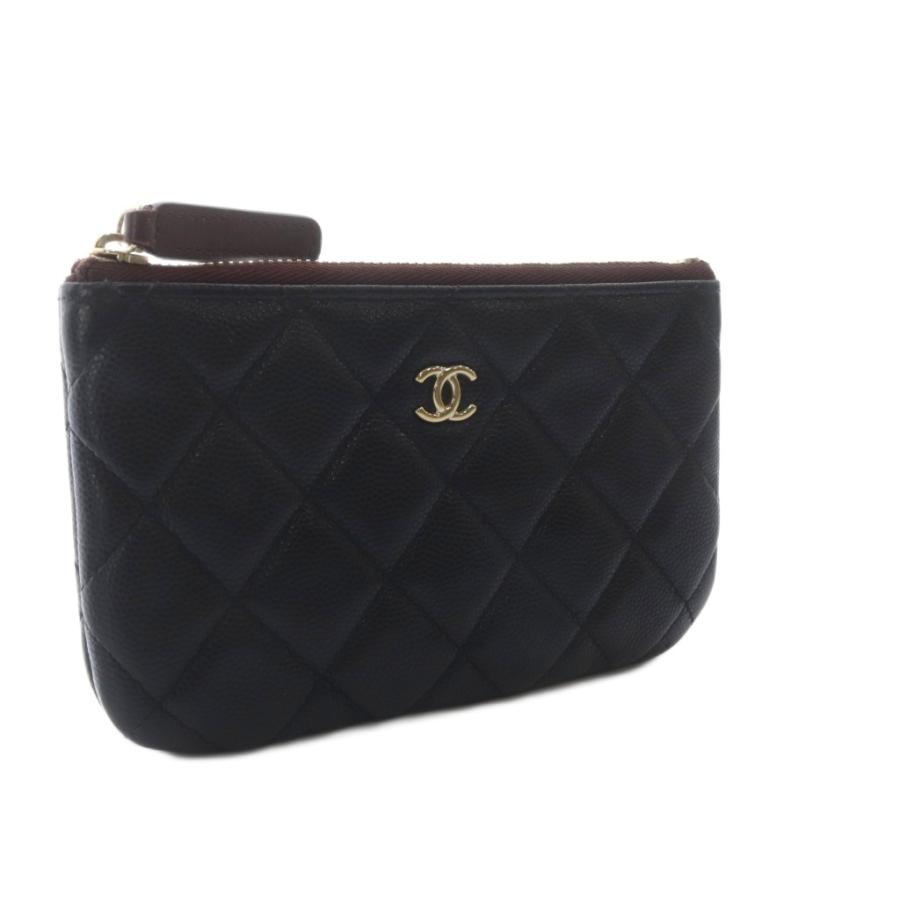 シャネル CHANEL マトラッセ キャビアスキン クラシックスモールジップポーチ ココマーク ブラック AP4020 31番台_4