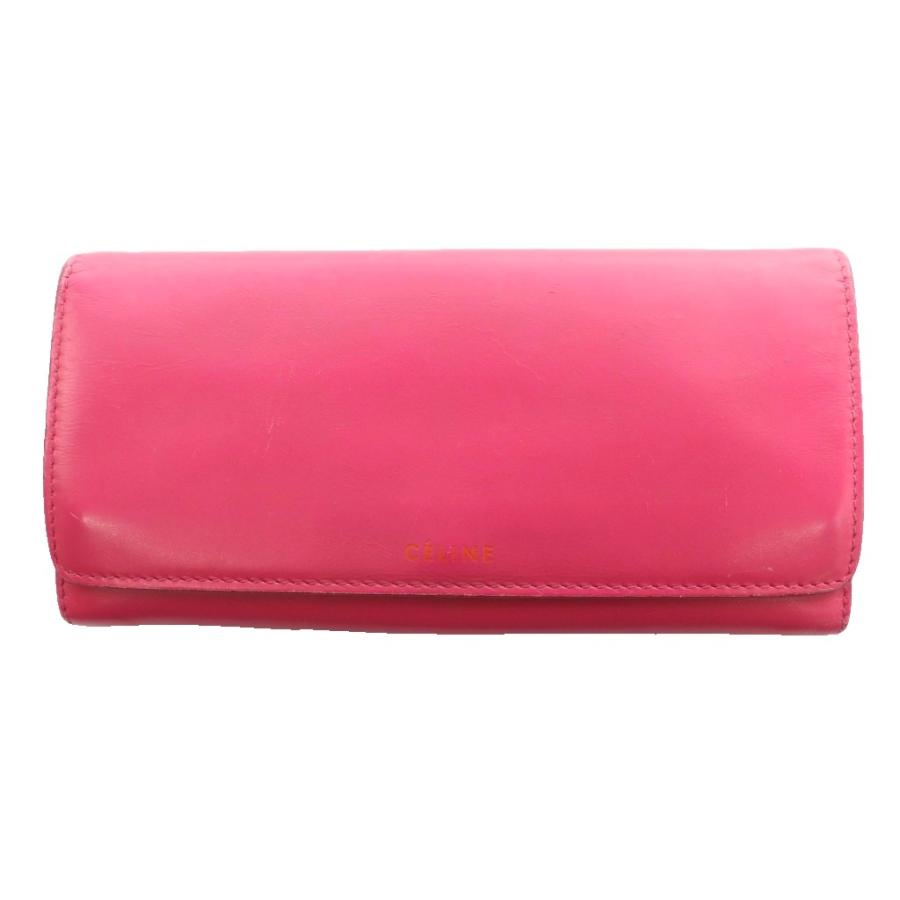 CELINE（セリーヌ） ラージフラップ ウォレット 長財布 レザー ピンク 