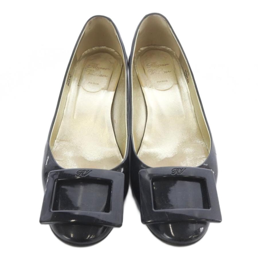 ロジェヴィヴィエ　エナメルパンプス　ブラック　黒　36 1/2 ロジェヴィヴィエ ROGER VIVIER バックルエナメルパンプス 36 黒