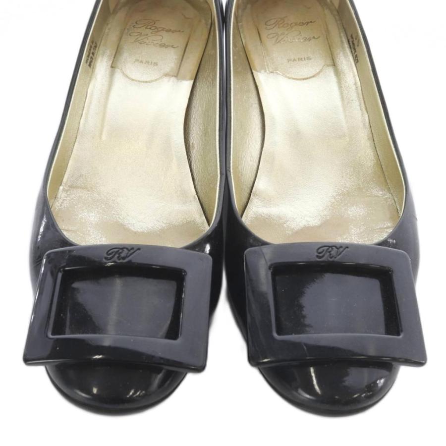 ロジェヴィヴィエ　エナメルパンプス　ブラック　黒　36 1/2 ロジェヴィヴィエ ROGER VIVIER バックルエナメルパンプス 36 黒