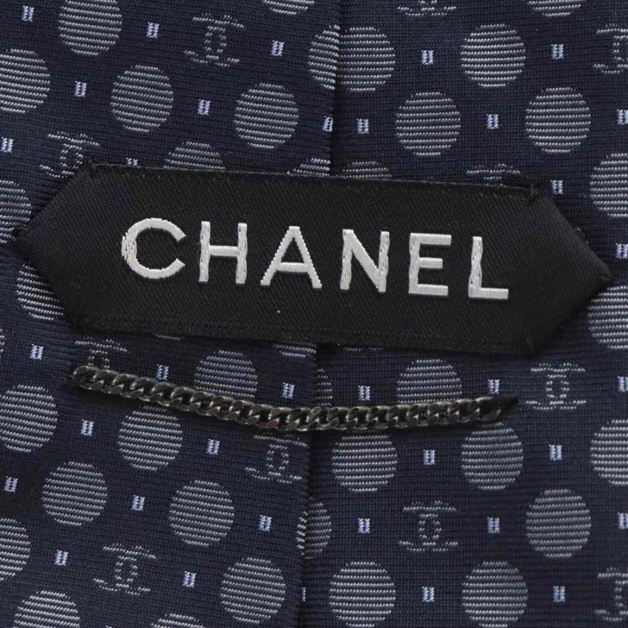CHANEL ネクタイ ココマーク ドット 総柄 CHANEL（シャネル） ネクタイ ココマーク ドット柄 シルク ネイビー