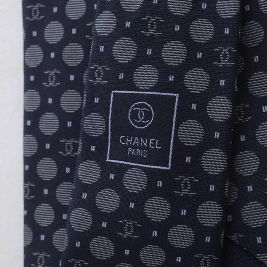 CHANEL（シャネル） ネクタイ ココマーク ドット柄 シルク ネイビー