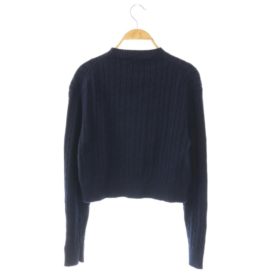 プラダ PRADA コットン ロゴ クロップドニット セーター 36 ネイビー P24A2S /DF ■OS レディースの画像