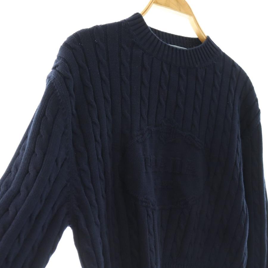 プラダ PRADA コットン ロゴ クロップドニット セーター 36 ネイビー P24A2S /DF ■OS レディースの画像