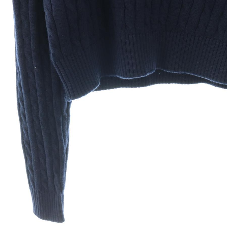 プラダ PRADA コットン ロゴ クロップドニット セーター 36 ネイビー P24A2S /DF ■OS レディースの画像