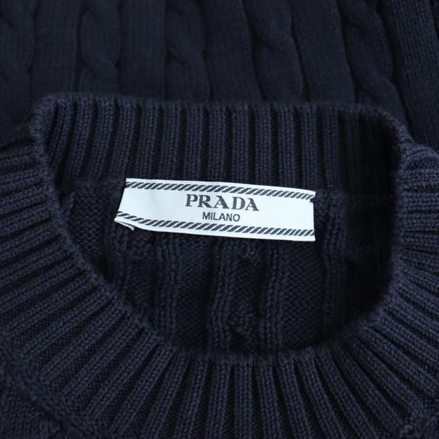 プラダ PRADA コットン ロゴ クロップドニット セーター 36 ネイビー P24A2S /DF ■OS レディースの画像