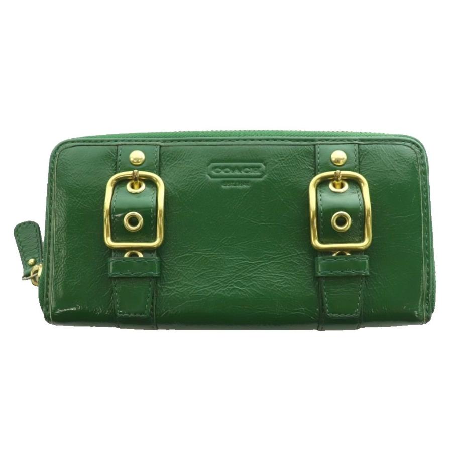COACH（コーチ） ダブルバックルロングウォレット 長財布 レザー 緑 