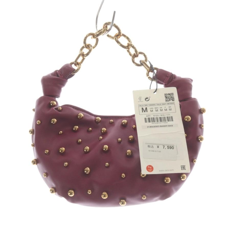 ZARA（ザラ） 未使用品 スタッズ ハンドバッグ フェイクレザー 紫 