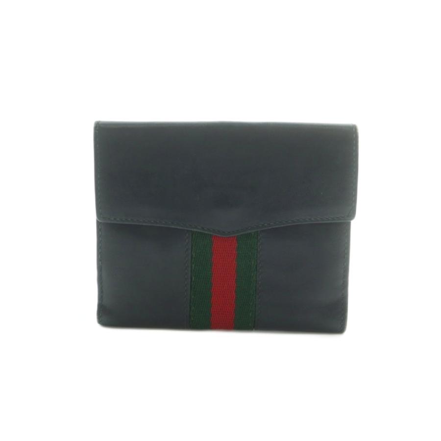 美品 グッチ　二つ折り　シェリーライン　インターロッキング 小銭入れ　金具 赤 GUCCI（グッチ） オールドグッチ 二つ折り財布 シェリーライン 小物