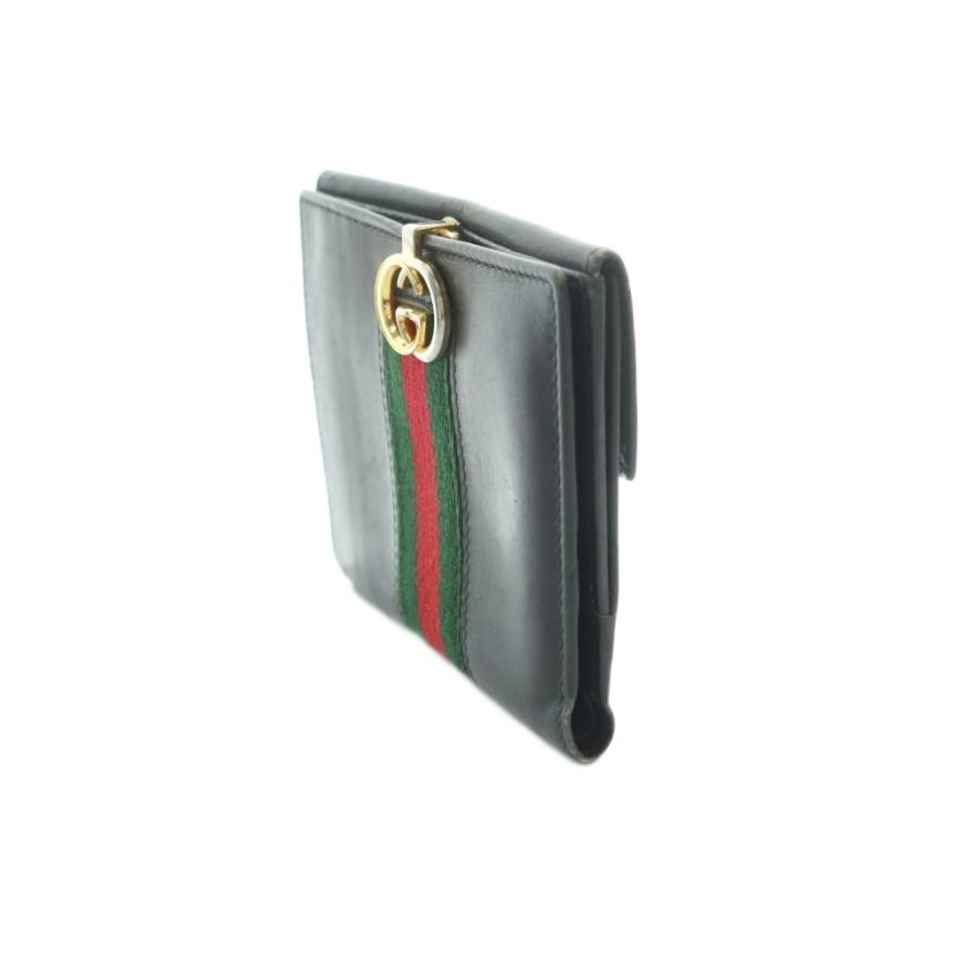 美品 グッチ　二つ折り　シェリーライン　インターロッキング 小銭入れ　金具 赤 GUCCI（グッチ） オールドグッチ 二つ折り財布 シェリーライン 小物