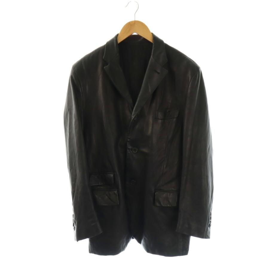 dunhill（ダンヒル） ラムレザージャケット 3B テーラード 50 ブラック
