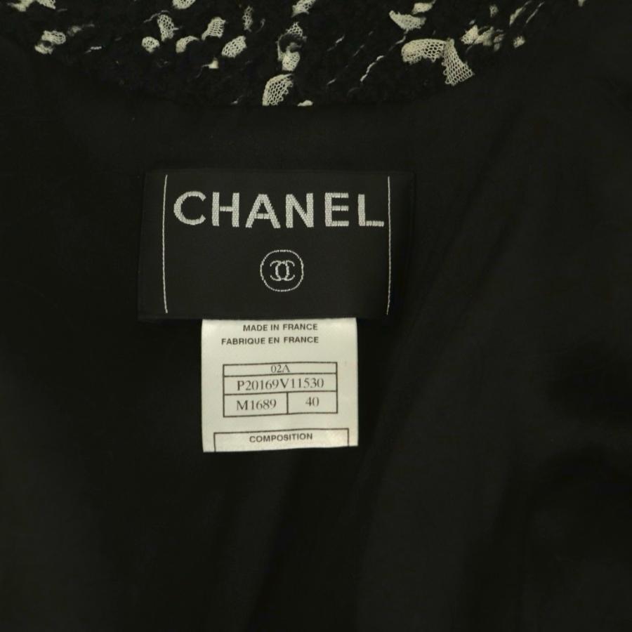 シャネル CHANEL 02A ツイードジャケット アウター ウール 40 黒 ブラック /NR ■OS レディースの画像